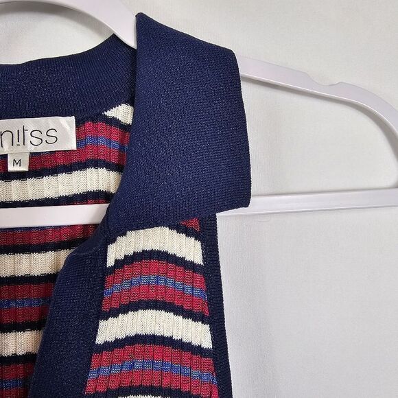 Knitss Olivia Dress Polo Neck Striped Knit Midi Dress - Size M - Picture 5 of 10